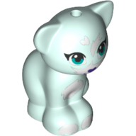 LEGO Minifigure Accessory Light Aqua Cat, Friends / Elves, Sitting