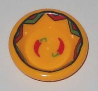 LEGO Minifigure Accessory Round Utensil Dish Tray with Chilli Pattern