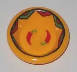 LEGO Minifigure Accessory Round Utensil Dish Tray with Chilli Pattern