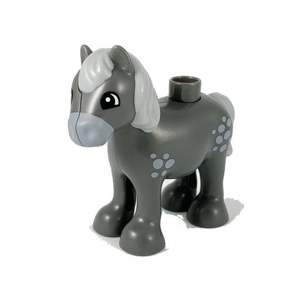 LEGO Animal Duplo Dark Bluish Grey Baby Horse Foal Pony with Light Grey Mane from 10952