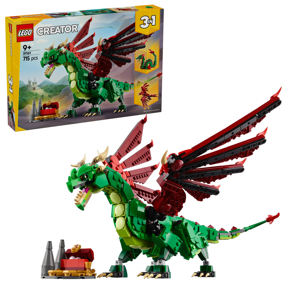 LEGO Creator 3in1 Medieval Dragon Creature Toy Playset 31161
