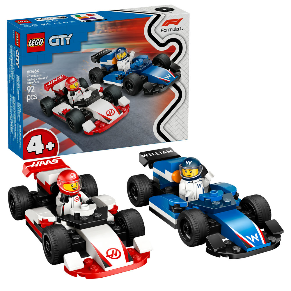 LEGO City F1 Williams Racing & Haas F1 Race Cars Vehicle Toy Set 60464
