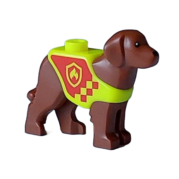 LEGO Animal City Reddish Brown Fire Labrador Rescue Dog in Vest Minifigure from 60414
