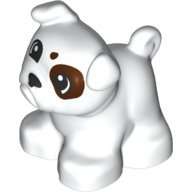 LEGO DUPLO Animal White Bulldog Dog With Patches Minifigure