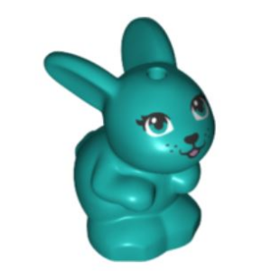 LEGO Friends Baby Bunny Rabbit Sitting Animal Minifigure (Dark Turquoise)
