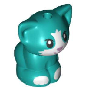 LEGO Friends Baby Cat Kitten Sitting Animal Minifigure (Dark Turquoise)