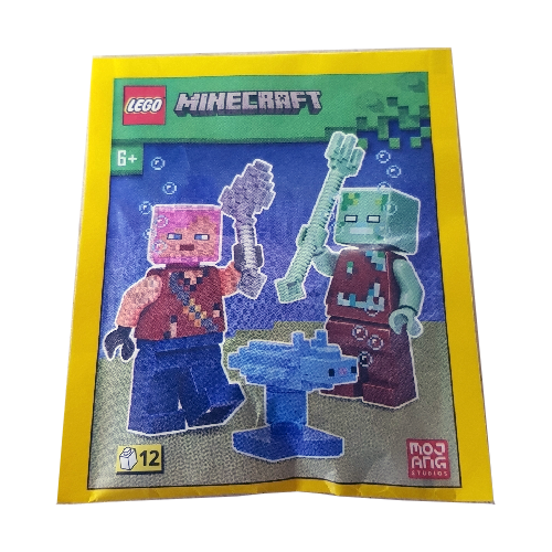 LEGO Minecraft Adventurer with Drowned and Axolotl Minifigure Foil Pack Paper Bag Set 662303