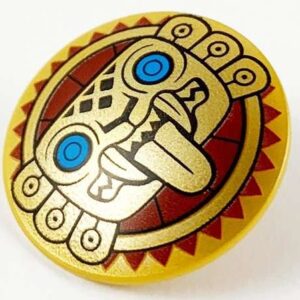 LEGO Minifigure Accessory Round Shield with Gold Jaguar Pattern